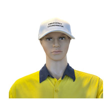 Load image into Gallery viewer, Mannequin wearing a yellow shirt and white cap with 'Emergency Coordinator' text on a white background