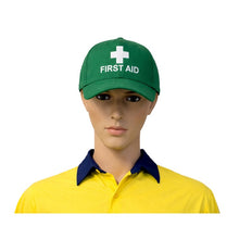 Load image into Gallery viewer, Mannequin wearing a green 'First Aid' cap on a white background