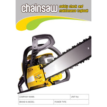 Load image into Gallery viewer, Chainsaw Safety Pre Start Checklist and maintenance Logbook cover