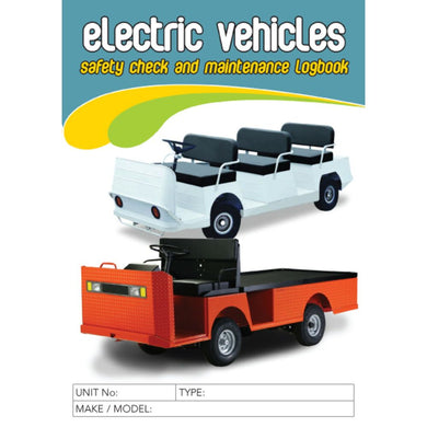 Electric Vehicles pre start safety checklist and maintenance logbook cover