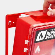 Load image into Gallery viewer, Red burn station with 'Focus Emergency' logo on a white background