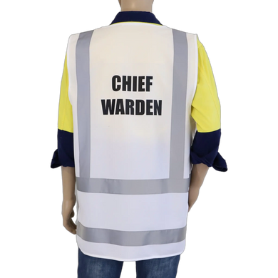 Chief Warden Hi Vis Zip Up Vest Back View