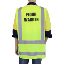 Load image into Gallery viewer, Floor Warden Zip Up Hi Vis Vest Back