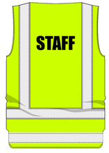 Load image into Gallery viewer, Zip-up-Vest-Yellow-Staff-Back