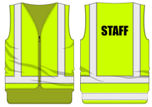 Load image into Gallery viewer, Zip-up-Vest-Yellow-Staff-Front-Back