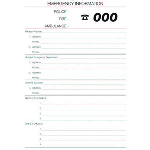 Injury Report Emergency Information Form - Inside Pages