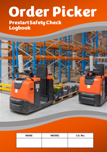 Load image into Gallery viewer, Order Picker Forklift Pre Start Safety Checklist and Maintenance Logbook Cover