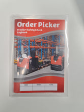 Load image into Gallery viewer, Order Picker Forklift Safety Pre Start Checklist and Maintenance Logbook in Pouch