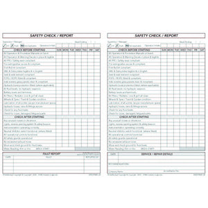 Skid Steer Safety Check and Maintenance Logbooks inside pages