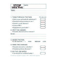 Load image into Gallery viewer, Take 5 Personal Risk Assessments Checklists Report Book Inside Pages