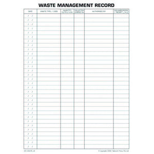 Waste Management Logbook inside pages