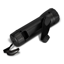 Load image into Gallery viewer, Black flashlight with a strap on a white background
