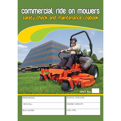 Ride On Mower Safety Pre Start Checklist and Maintenance Logbook cover