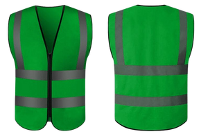 Hi-Visibilty vest , dark green with day/night reflective stripes and zipper