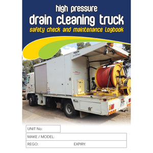 High Pressure Darin Cleaning Truck safety check and maintenance logbook