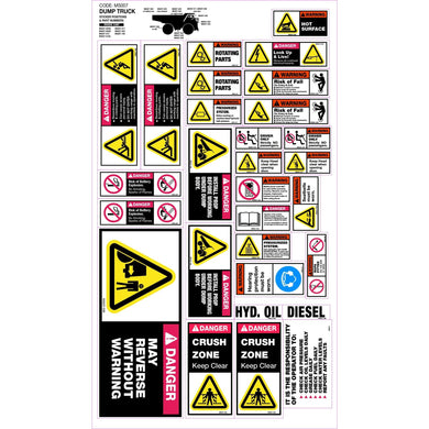 Dump Truck Machinery Safety Sticker Set