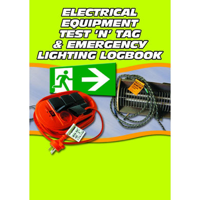 Electrical equipment test and tag and emergency lighting logbook cover