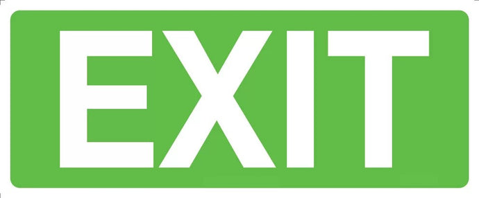  emergency Exit Sign with white text on green background
