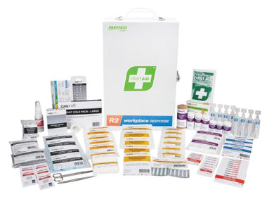 First Aid Kit - R2 Workplace Response Kit (Metal Wall Mount) showing contents