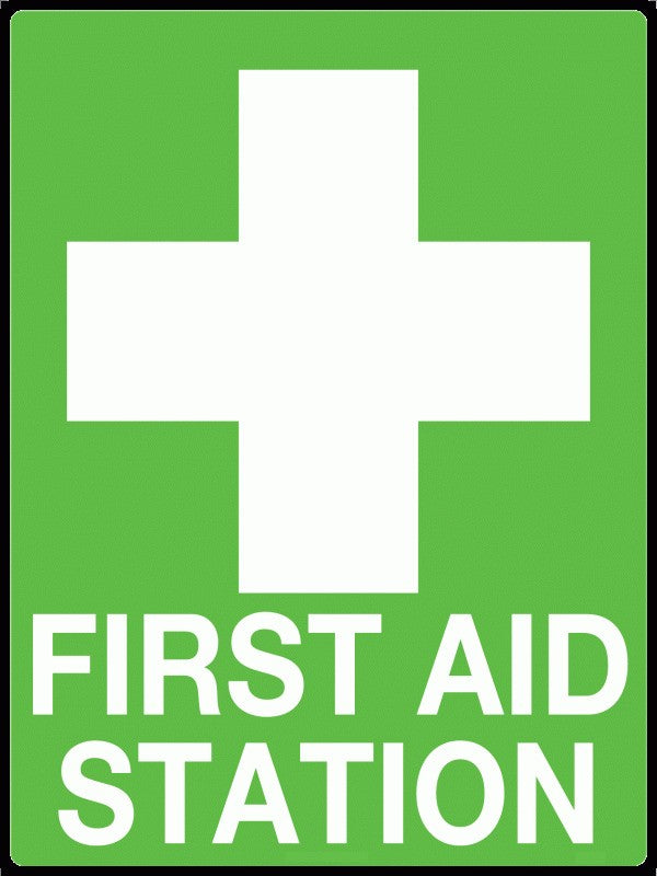 First Aid Station Sign with white cross