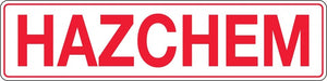 Hazchem Sign with red text on white background