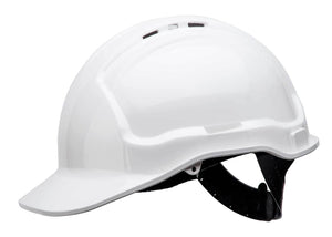 White ventilated hard hat