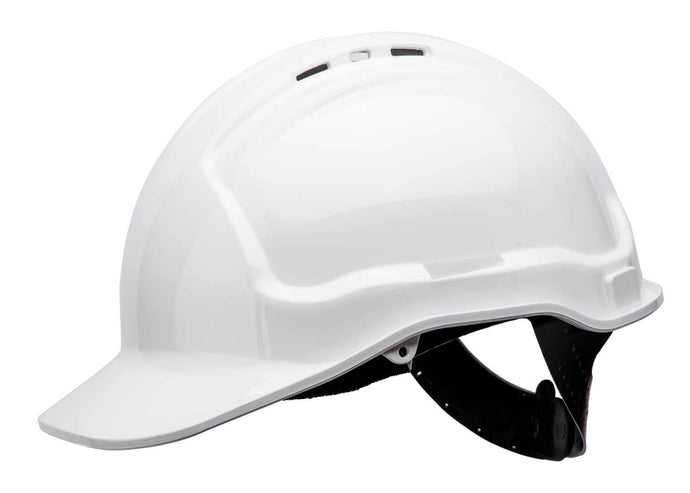 White ventilated hard hat