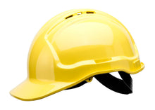 Load image into Gallery viewer, Yellow ventilated hard hat
