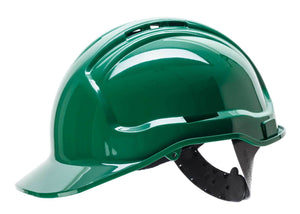Green ventilated hard hat