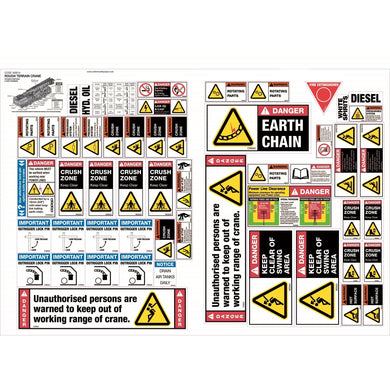 Machinery Safety Sticker/Decal Set for Rough Terrain Crane