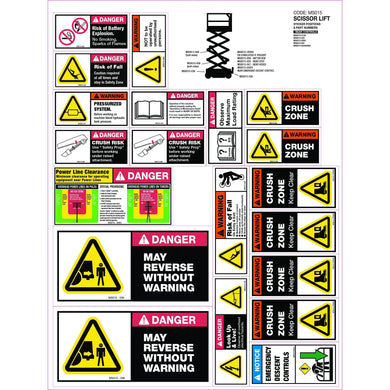 Machinery Safety Sticker/Decal Set for Scissor Lift