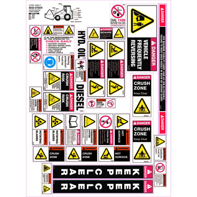 Machinery Safety Sticker Decal Set for Skid Steer
