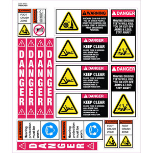 Machinery Safety Sticker Decal Set for Trencher