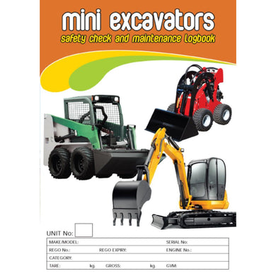 Mini Excavator Safety Pre Start Checklist Log Book