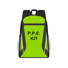 Load image into Gallery viewer, Green PPE Kit Back pack bag on white background
