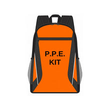 Load image into Gallery viewer, Orange PPE Kit Back pack bag on white background
