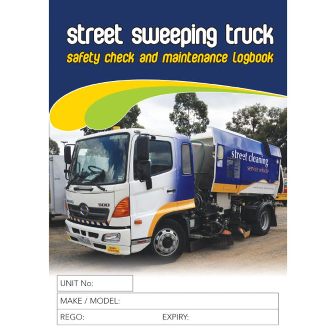 Street Sweeping Truck Safety Pre Start Checklist and Maintenance Logbook cover