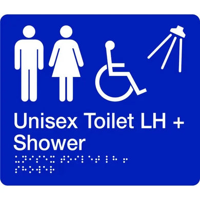 Braille Unisex Toilet and Shower Left Hand Sign