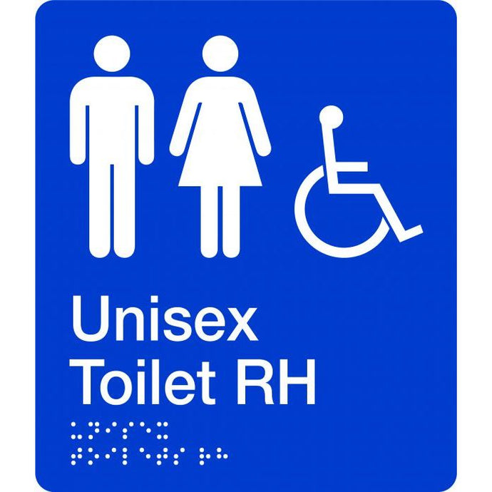 Braille Sign for Unisex Toilet to the right hand side