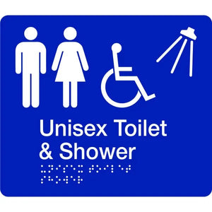 Unisex Toilet and Shower Braille Sign