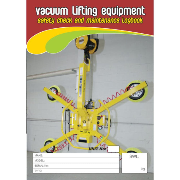 Vacuum Lifting Equipment Pre Start Safety & Maintenance Check Logbook cover