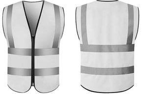 Hi-Visibilty vest , white with day/night reflective stripes and zipper
