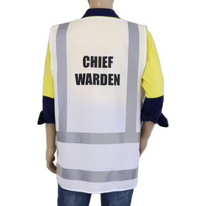 Chief Warden Hi Vis Zip Up Vest Back View