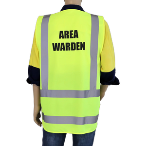 Yellow Area Warden Zip Up Vest Back view