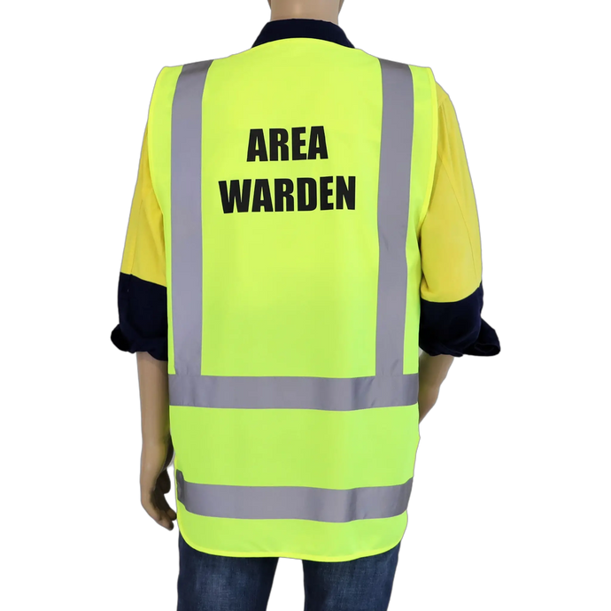 Yellow Area Warden Zip Up Vest Back view