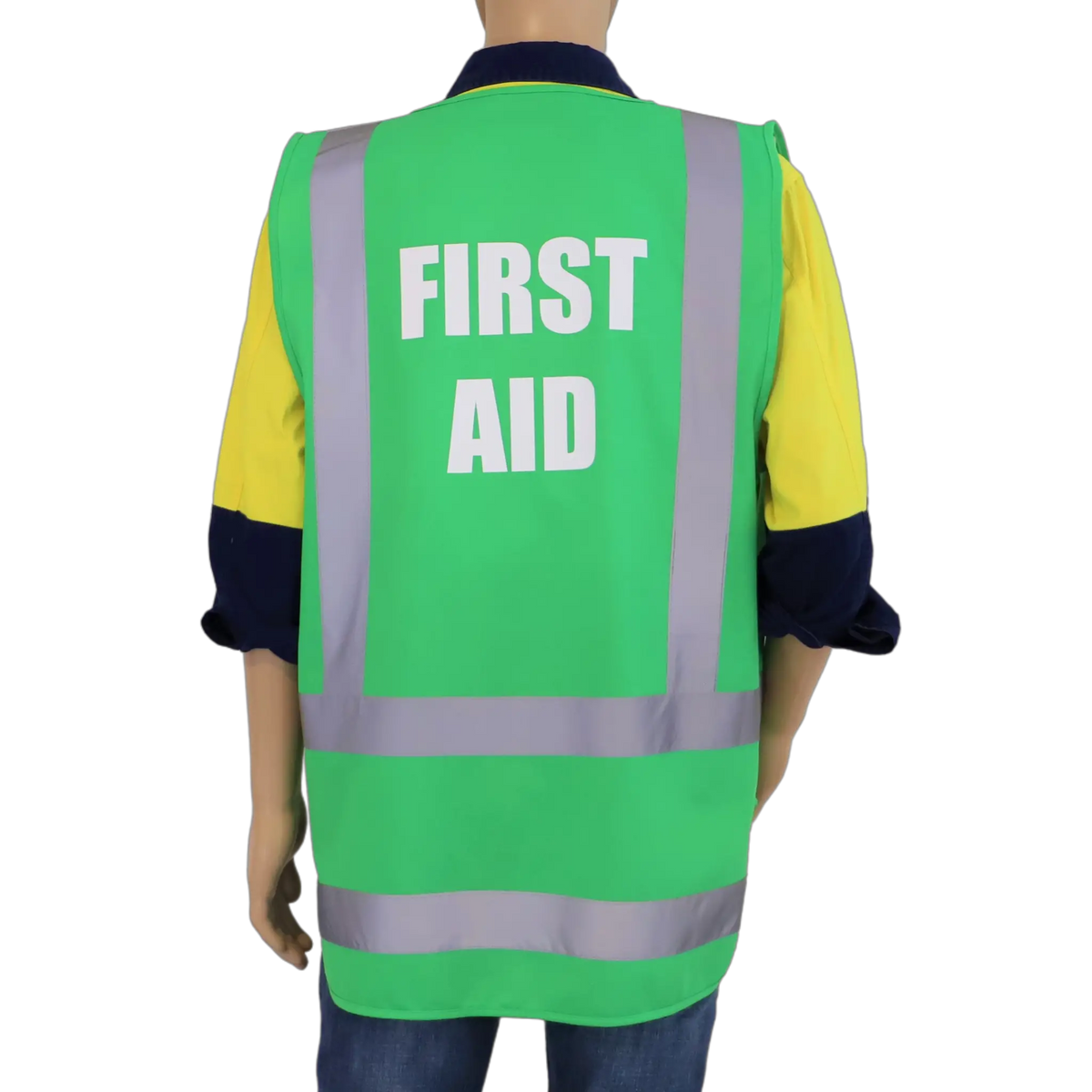 Hi Vis Green First Aid Warden Zip Up Vest | Proactive Group