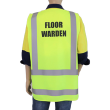 Load image into Gallery viewer, Floor Warden Zip Up Hi Vis Vest Back
