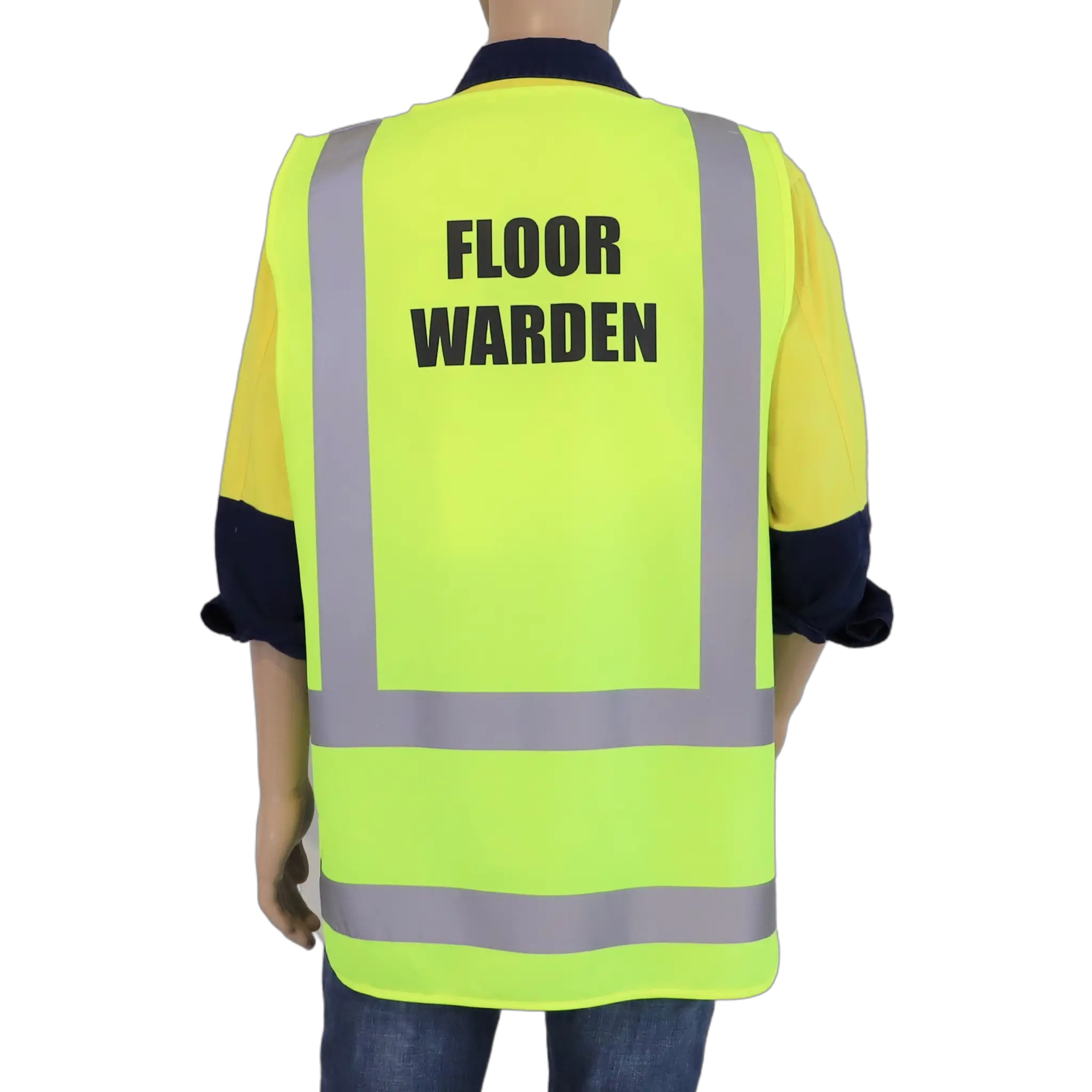 Brook Hi Vis UK Big Logo Fire Marshal Premium Yellow Hi Vis Vest - High Visibility Safety Waistcoat With Reflective Bands, Company Compliance And Event Staff, Alpha, S, Regular, Regular, Yellow
