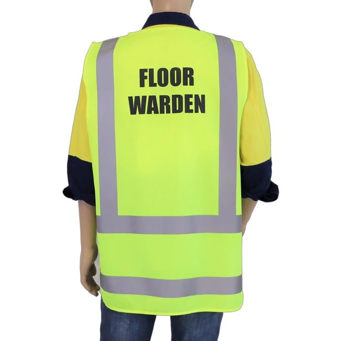 Floor Warden Zip Up Hi Vis Vest Back