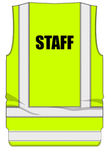 Load image into Gallery viewer, Zip-up-Vest-Yellow-Staff-Back
